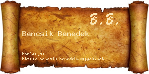 Bencsik Benedek névjegykártya
